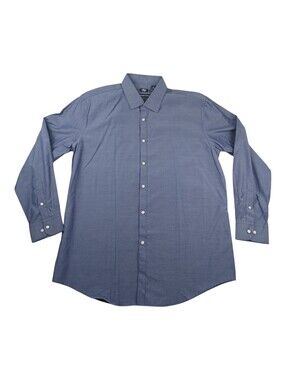 Adrienne Vittadini Men's Blue Button-Up Shirt Size 16.5 34/35 Long Sleeve